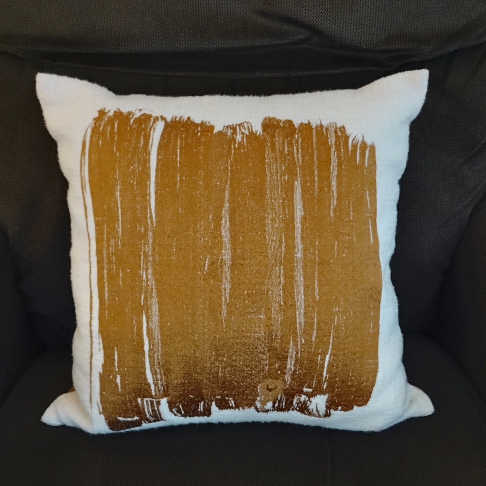 Crate & Barrel 16" x 16" Bronze Brushstroke Theme Throw Pillow Cover and Insert